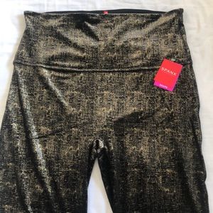 Spanx Velvet Shine Leggings - Black and Gold
